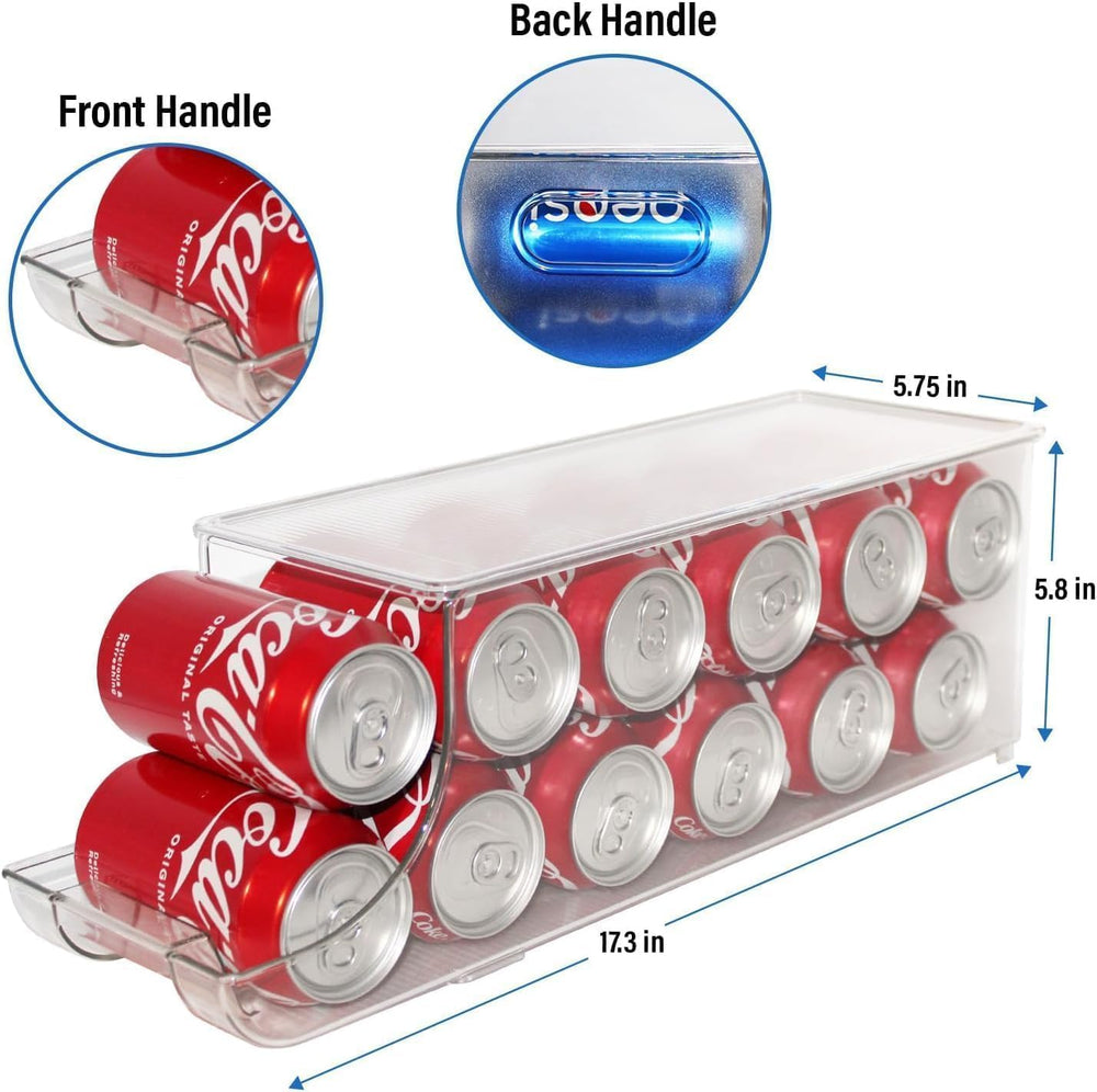 Soda Can Organizer with Lids, Stackable Soda Can Dispenser for Refrigerator, ...
