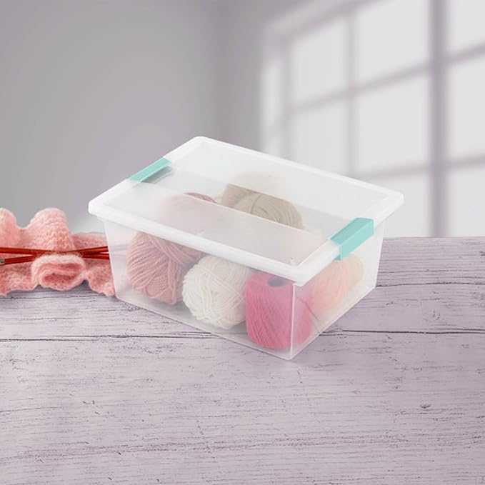 Sterilite 12-Pack Clip Box, Stackable Clear Plastic Bins