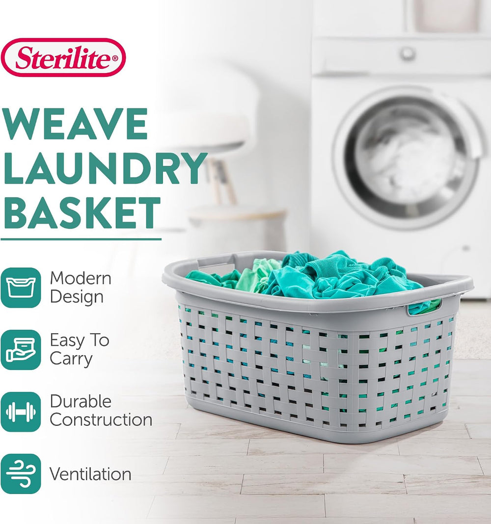 Sterilite 11 Inch Small Weave Open Bin Wicker Storage Basket Home Organizer T...