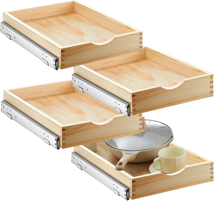 Sintuff 4 Pack Wooden Pull out Tray Cabinet Organizer, 15'' X 21''