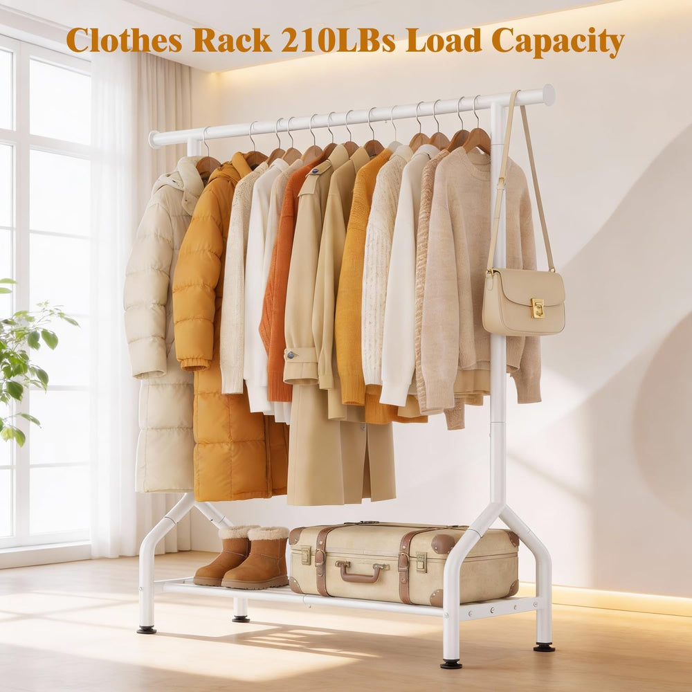 EAGMAK Sturdy Clothing Racks with Shelf, Metal Clothes Rack with Leveling Fee...