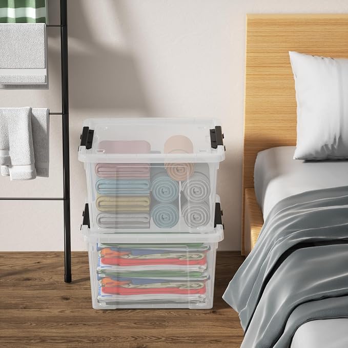 22 Qt Latching Storage Box, Stackable Bin