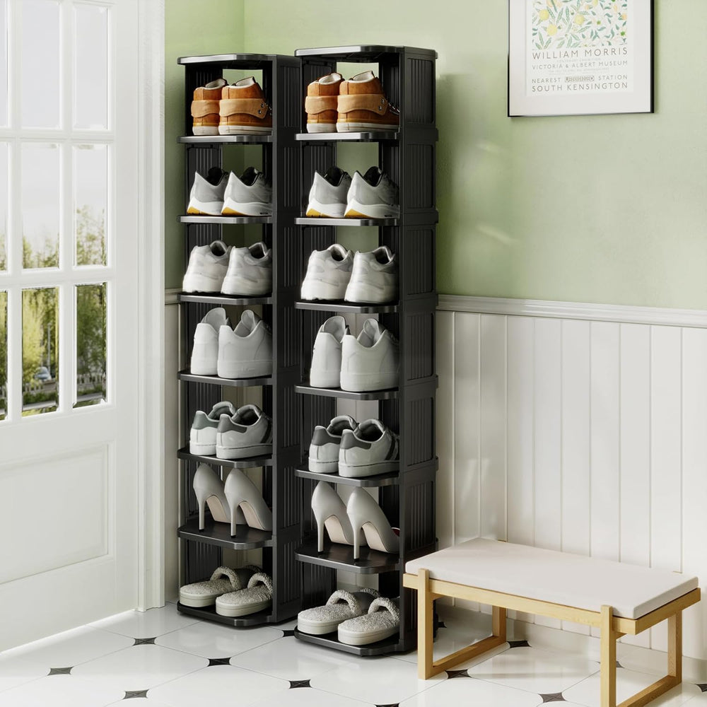 Kitstorack Stackable 16-Tier Shoe Rack for Closet & Entrance - Tall, Narr...