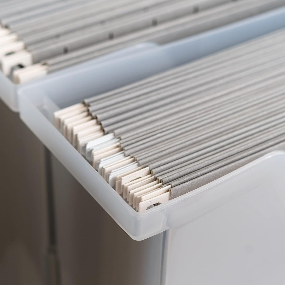 IRIS USA 6-Pack Small Desktop File Box with Open Lid, Clear