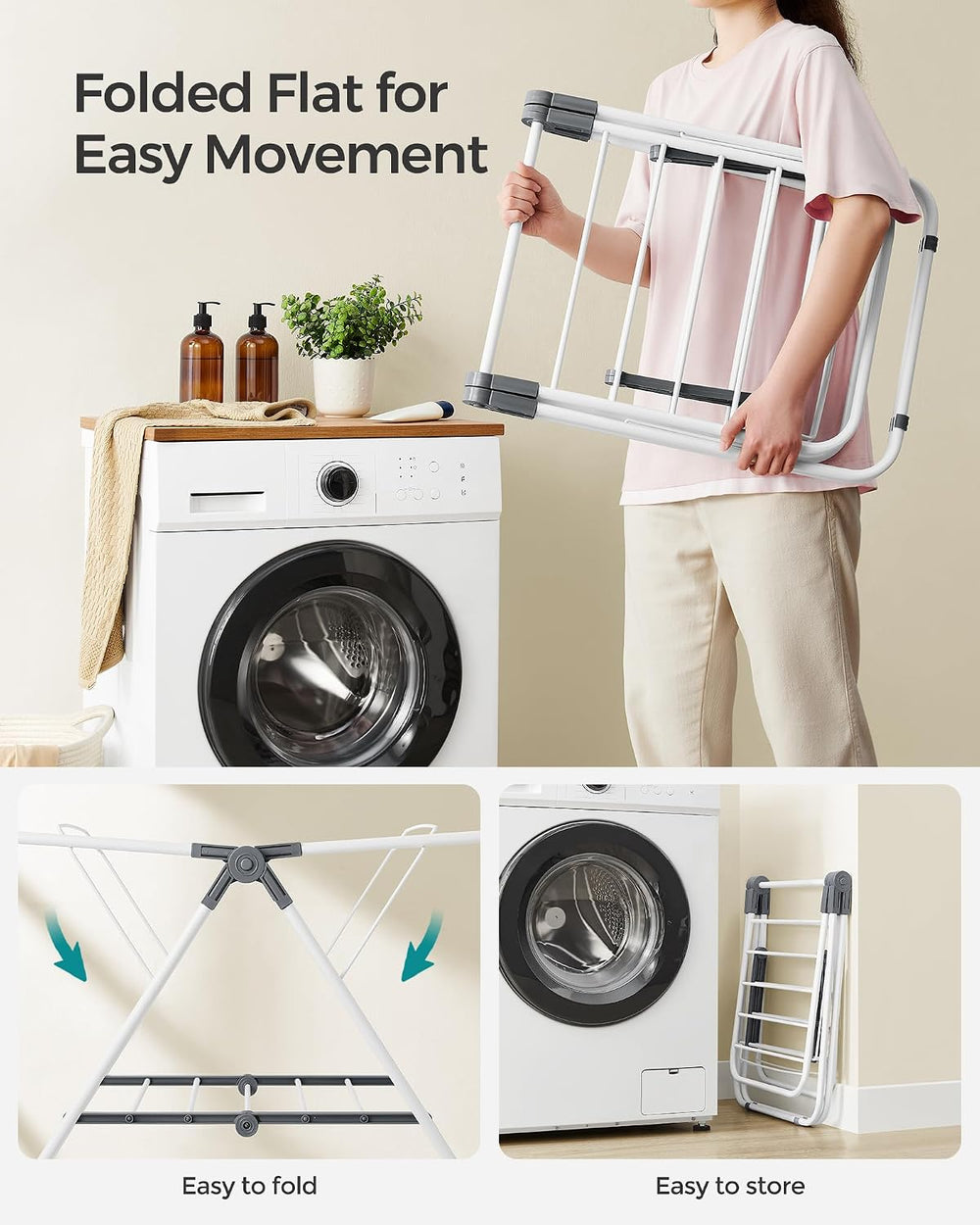 SONGMICS Clothes Drying Rack, Free-Standing Indoor Airer