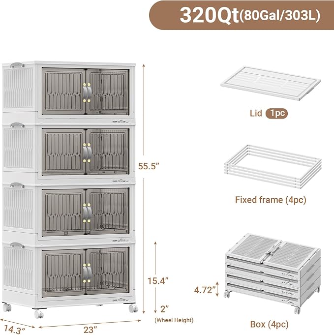 BROVIEW 320Qt Stackable Storage Bins