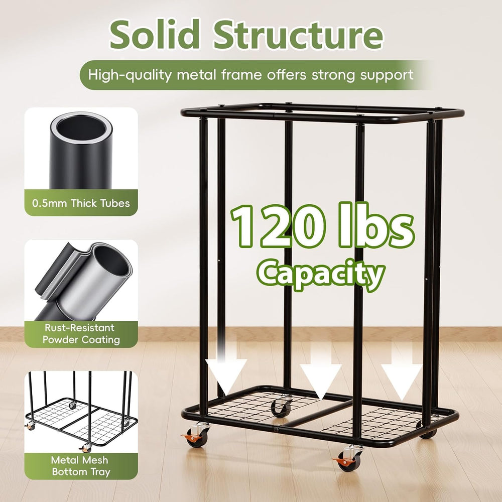 220L Laundry Hamper with Lid & Wheels, Rolling Laundry Basket with Bag