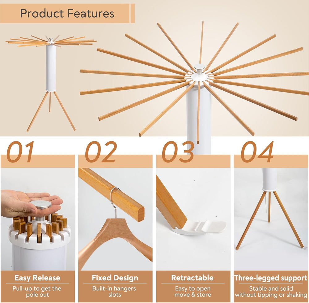 ZOFGENOW Clothes Drying Rack, Rotary Foldable Stand with 16 Arms, White