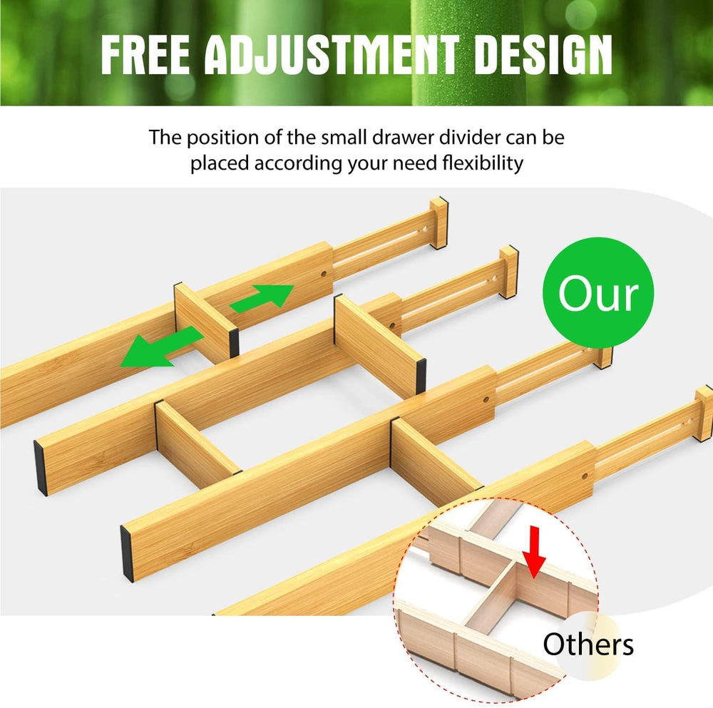ANTOWIN Bamboo Drawer Dividers Organizers 16pcs, Expandable Drawer Separators...