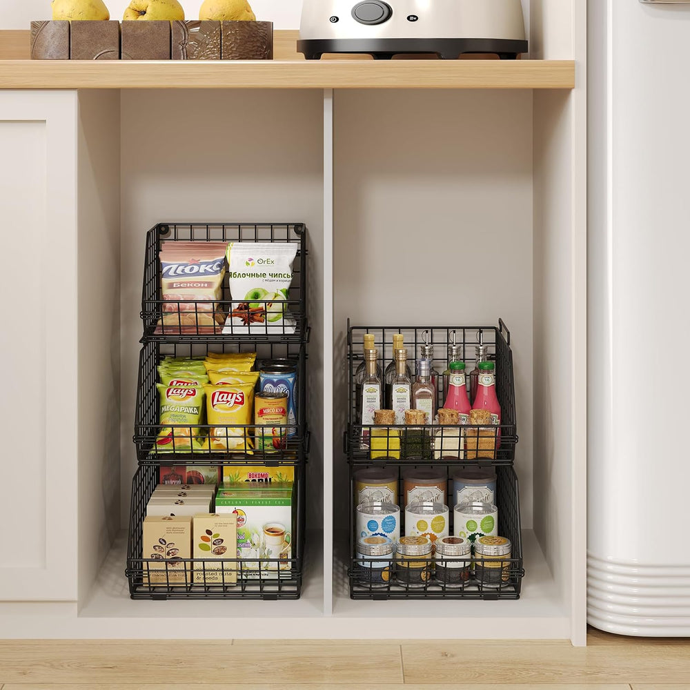 3-Tier Stackable Wire Baskets, Fruit and Vegetable Storage for Counter