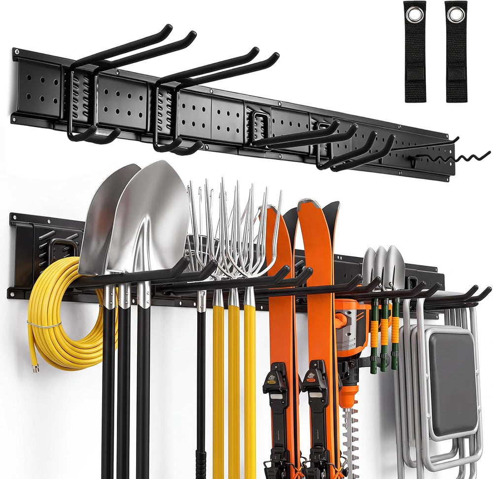 Garage Wall Organizer - 49.5’’ Garden Tool Organizer Wall Mount, 450 LBS Heav...