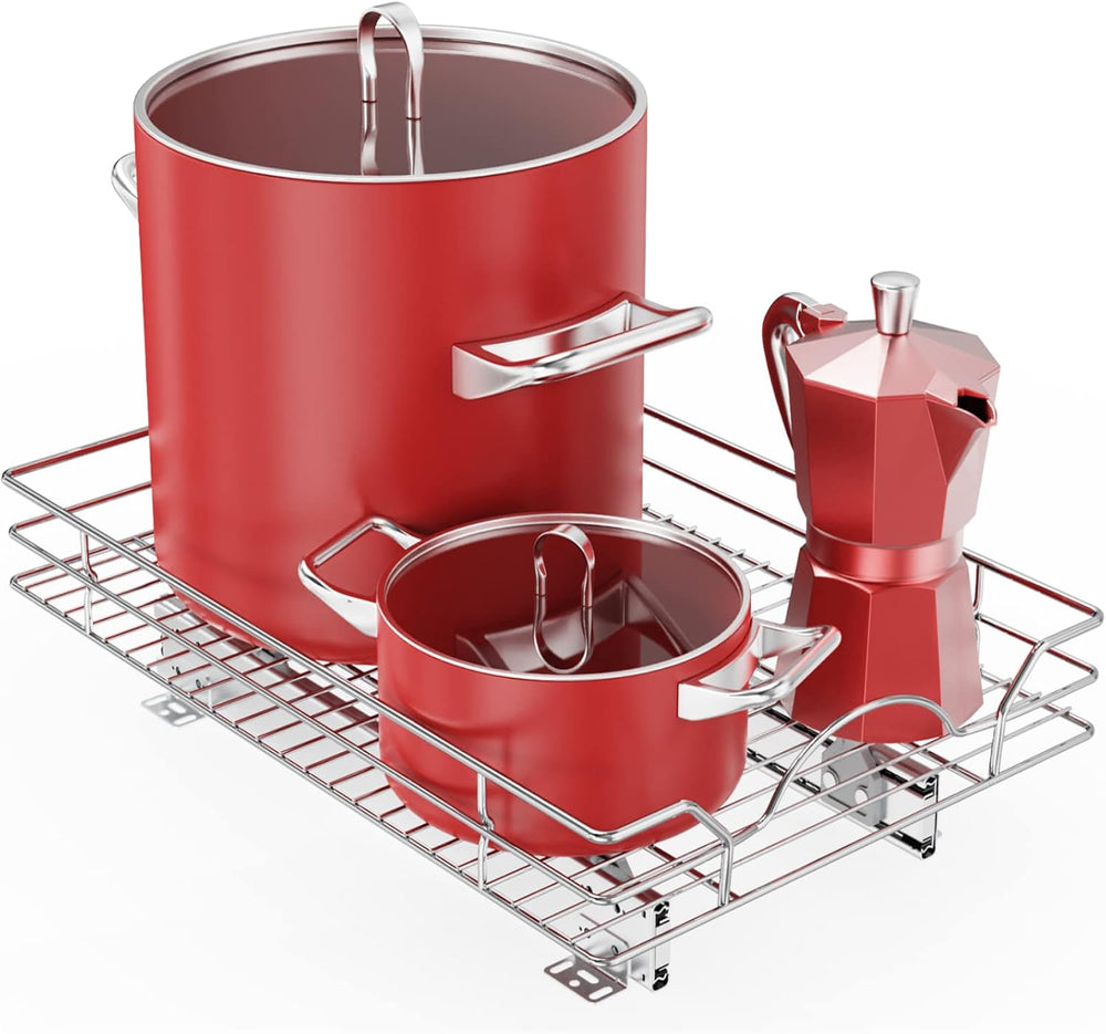 ROOMTEC Pull Out Cabinet Organizer - 14" W x 18" D, Slide Out Stora...