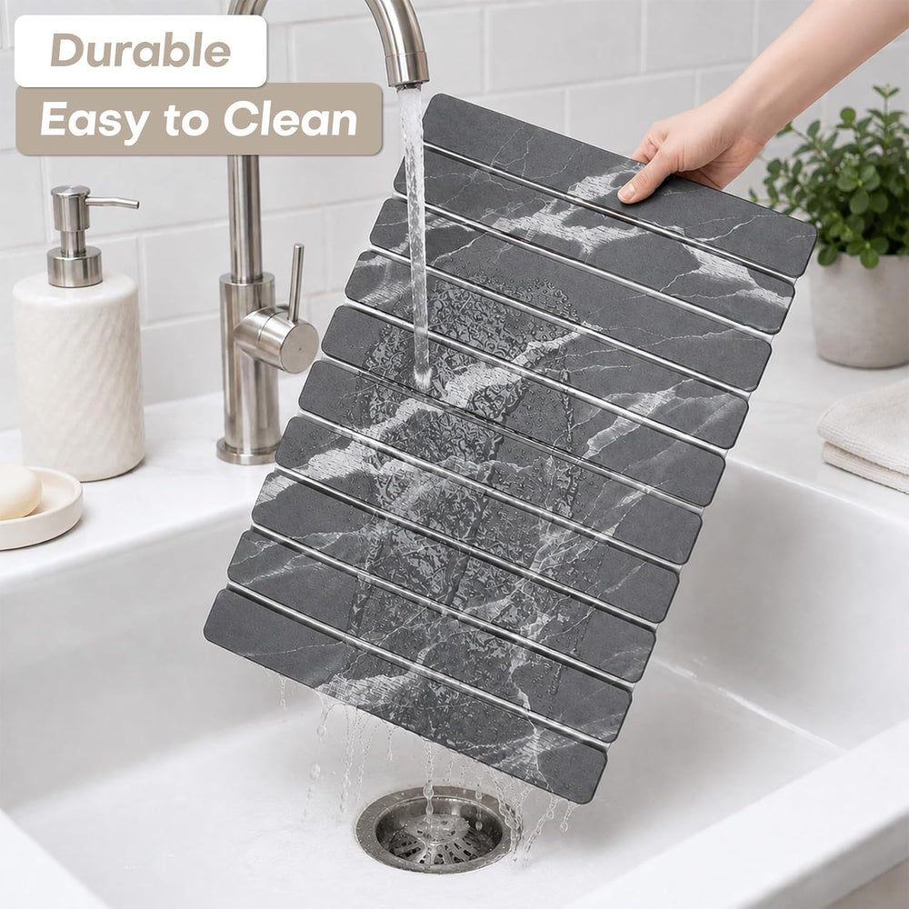 Large Stone Dish Drying Mat for Kitchen Counter (White Ink 24"x16" ...