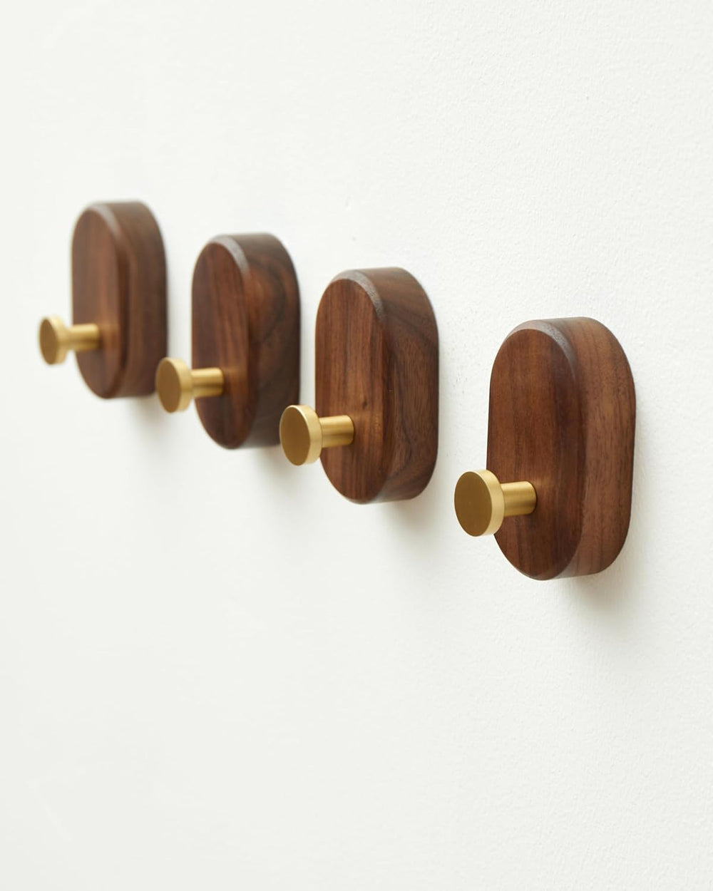 Wood Coat Hooks Wall Mount - Modern Walnut Coat Hook with Bronze Accent for H...