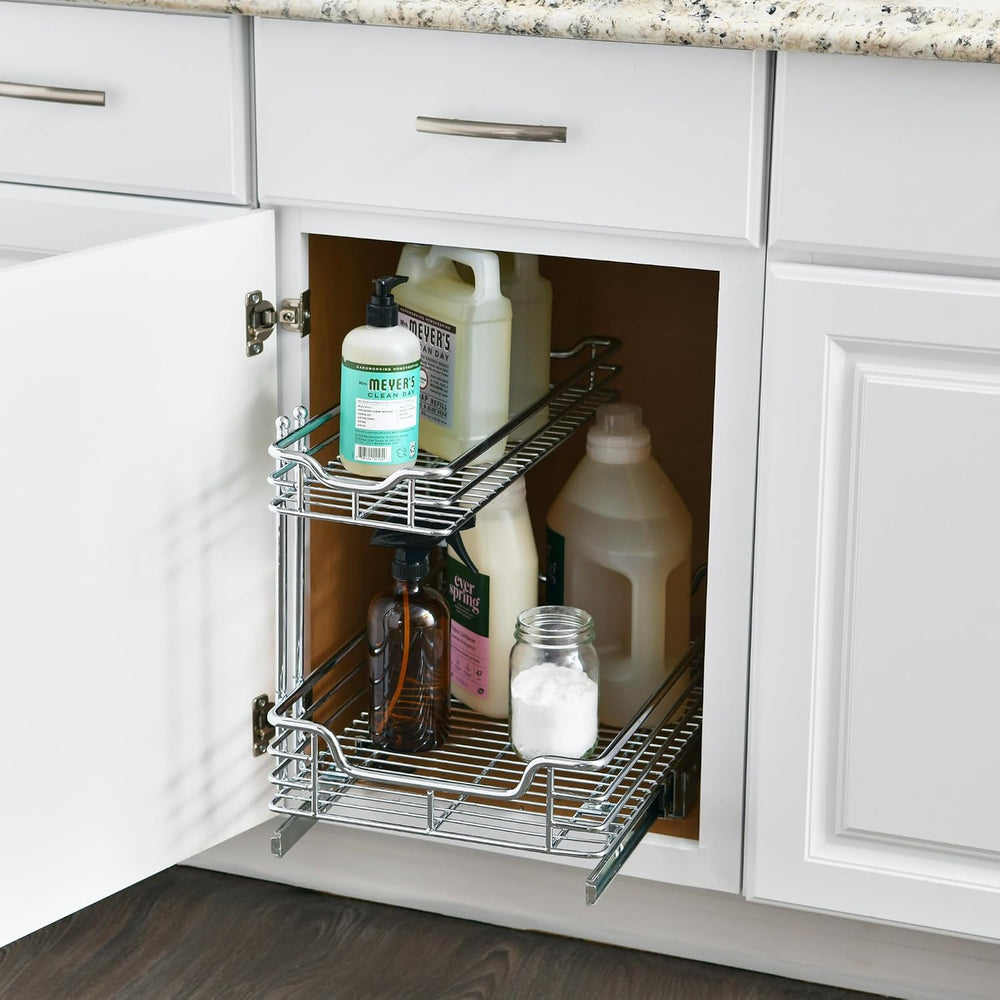 Household Essentials Glidez 2‑Tier Large Multipurpose Chrome‑Plated Steel Pul...