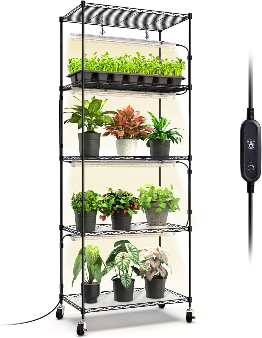 Plant Stand with Grow Light, 5-Tier Plant Shelf 23.5x13.8x59in