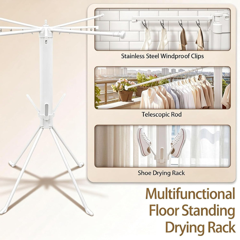Foldable Clothes Drying Rack with Sock Clips and Shoe Racks