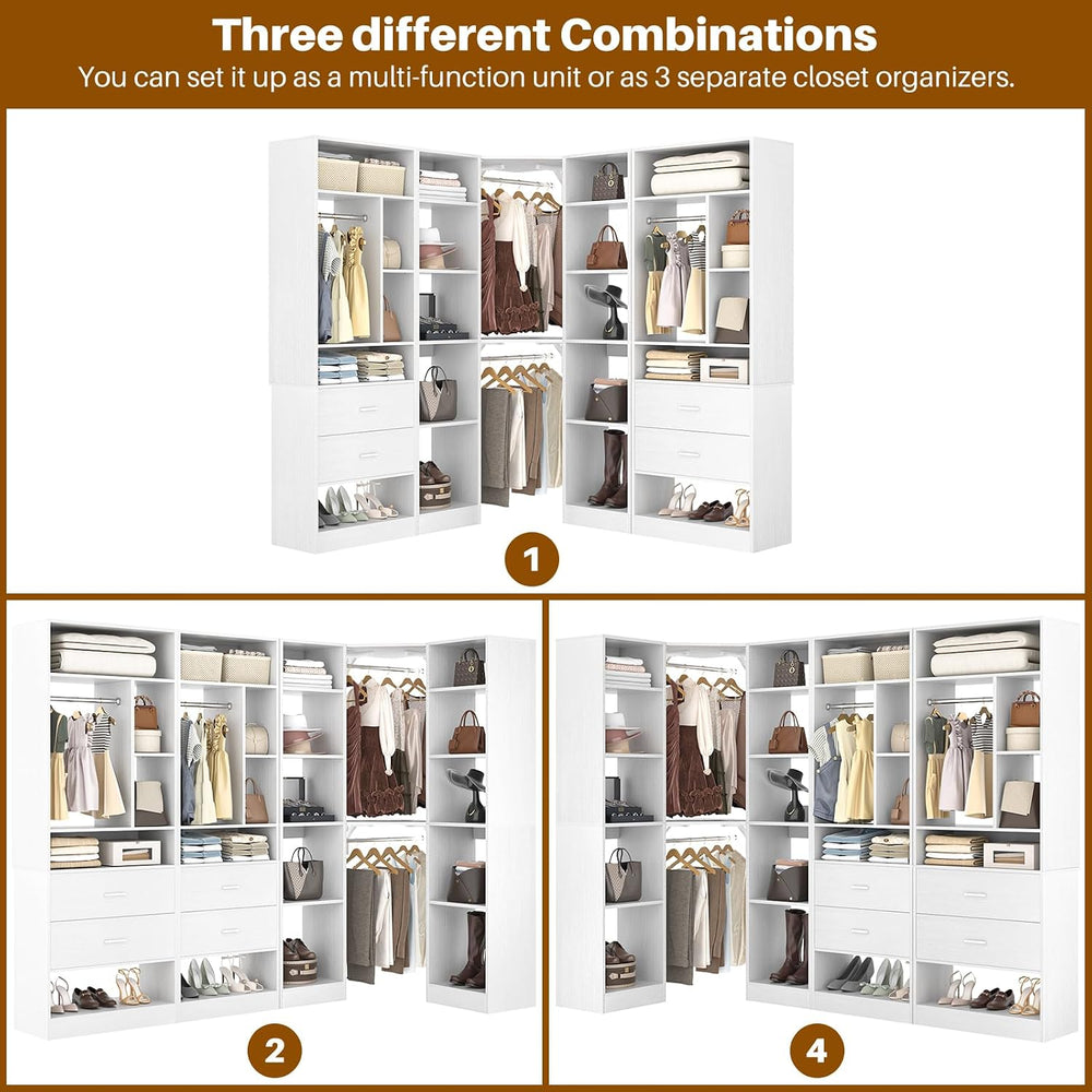 Besiost Corner Closet System with 3 Sets, 87.2" Closet Organizer System