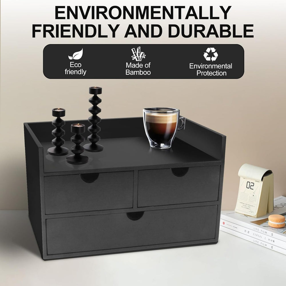 Charmewooden Bamboo Desk Organizer With Drawers Countertop Drawers Counter St...