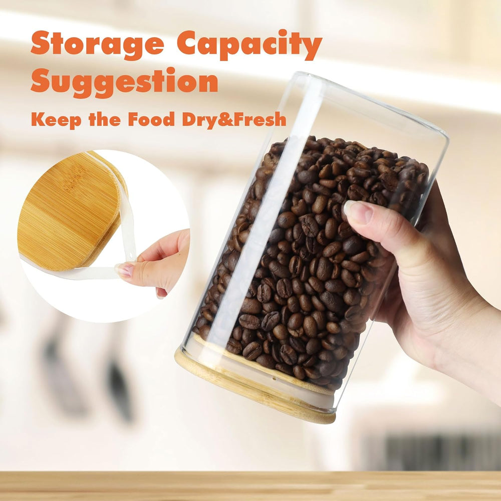 Glass Storage Containers with Airtight Bamboo Lids Muti Size Set of 5,Pantry ...