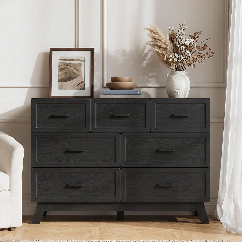 YANSNWO Black 7 Drawer Dresser for Bedroom, 47" Wide Chest of Drawers