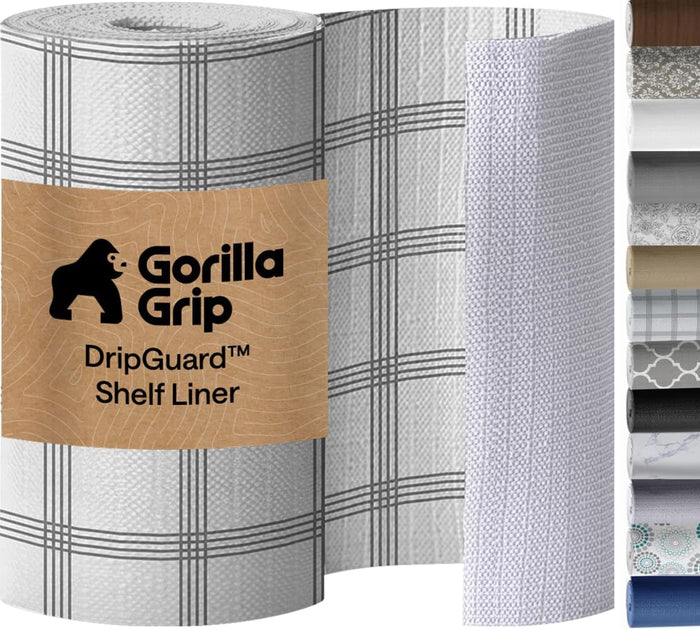 GORILLA GRIP Shelf Liner, Kitchen Drawer Protector, 24x240 Gray White