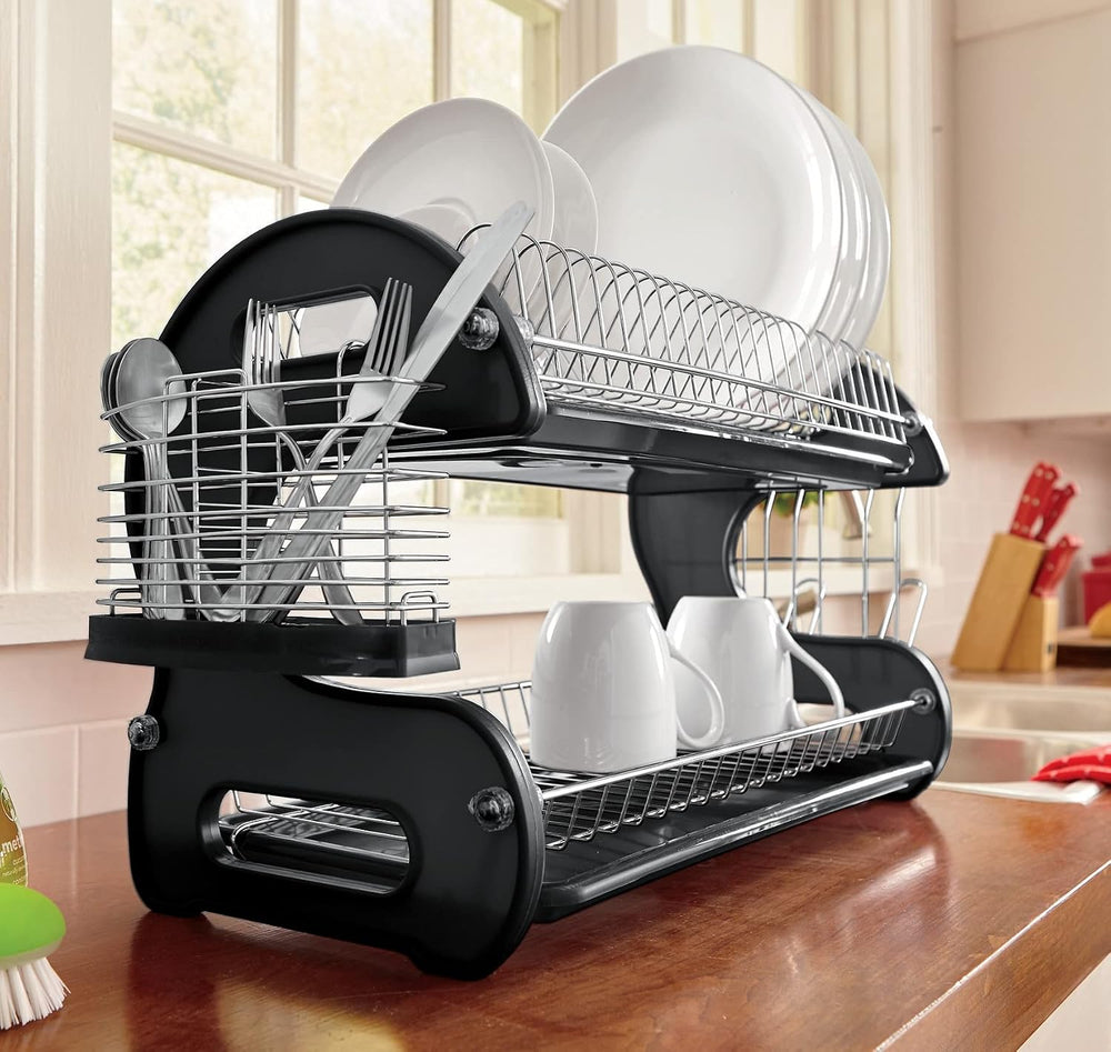 Montgomery Ward Retro 2-Tier Dish Rack - Black