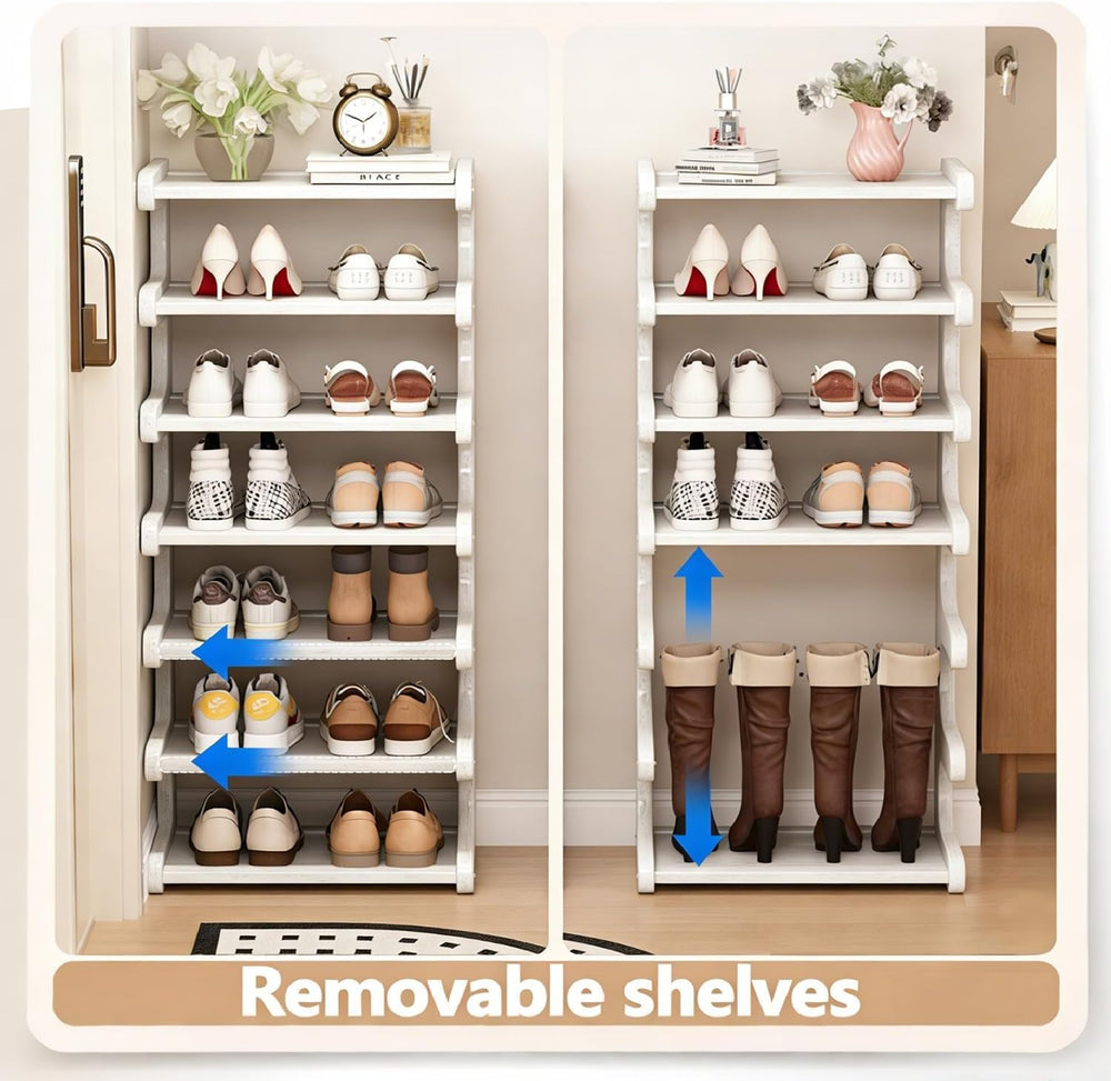 39" Bamboo Shoe Rack - Vertical Shoe Organizer Rack for Small Space, Nar...
