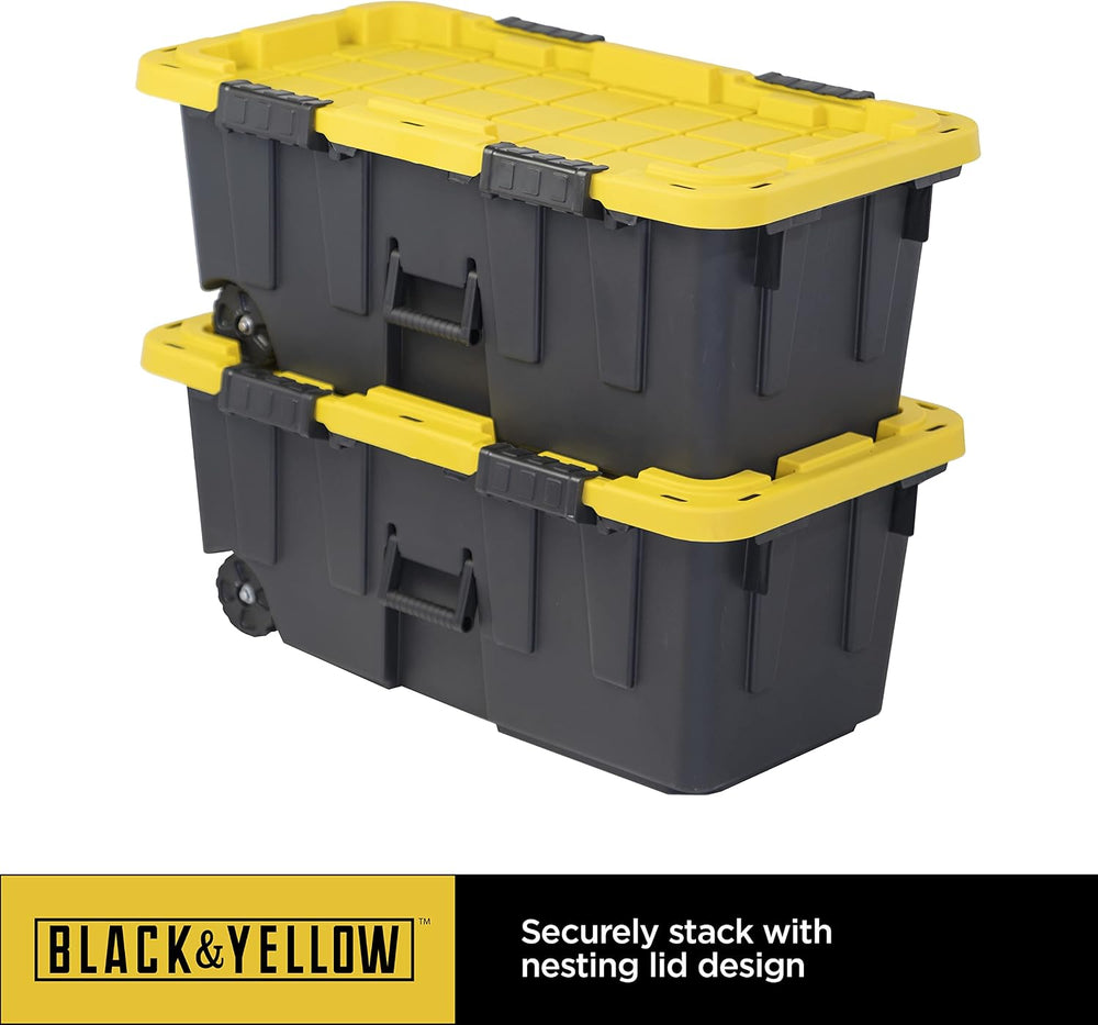 CX 20-Gallon Heavy Duty Stackable Lidded Storage Bins with Wheels, 4 Pack