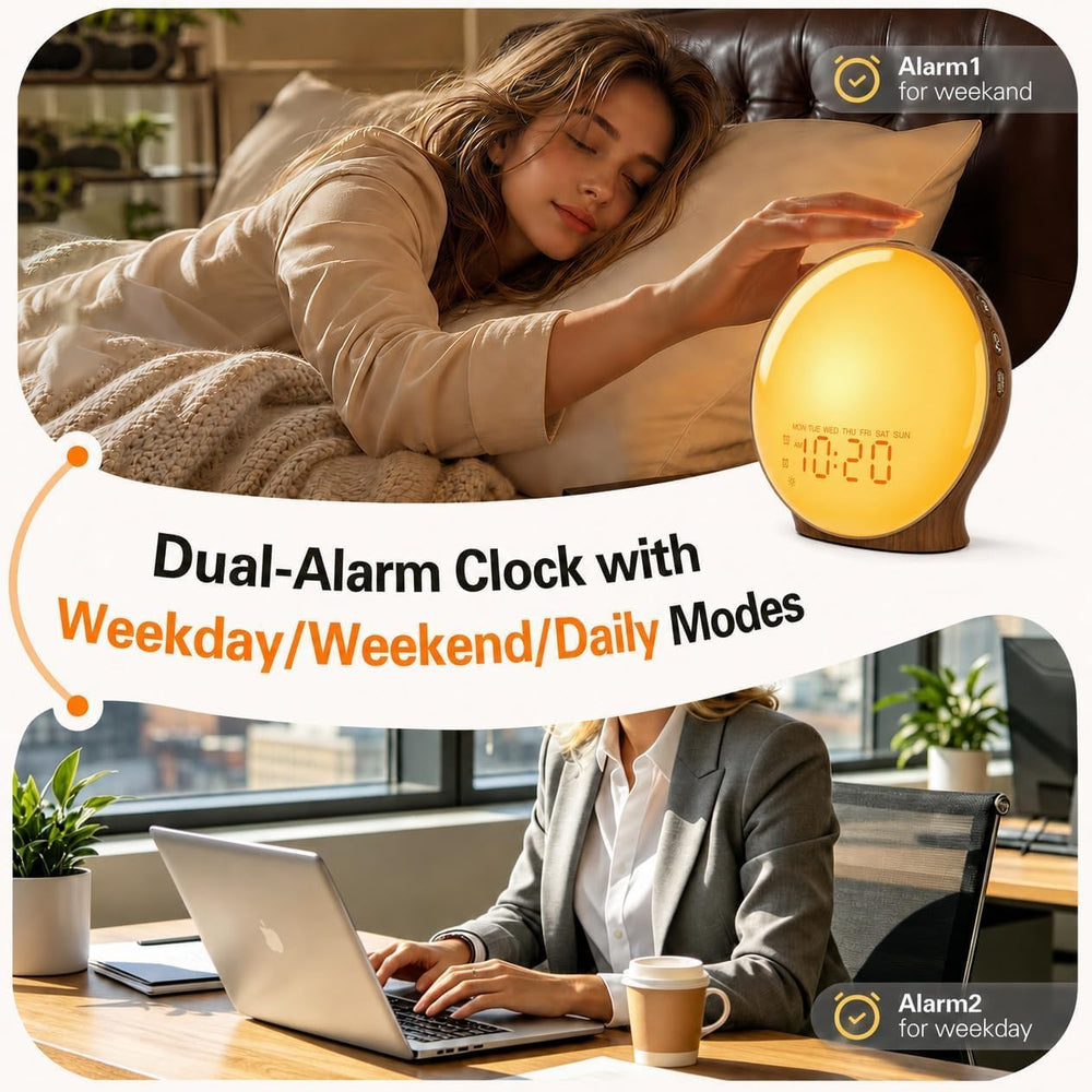 JALL Sunrise Alarm Clock for Bedrooms, Full-Screen Wake Up Light for Heavy Sl...