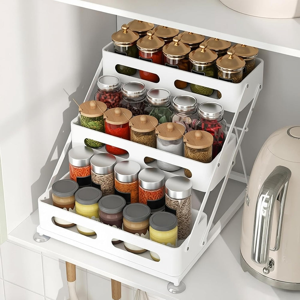 3 Tier Foldable Spice Rack, White