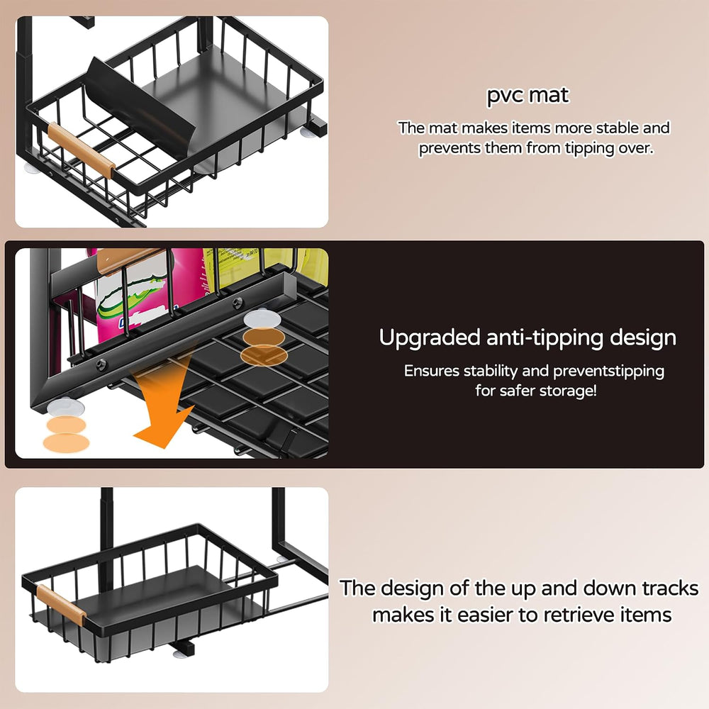 ADBIU Under Sink Organizer, 2 Pack 2 Tier Expandable Height (13.2" - 17....