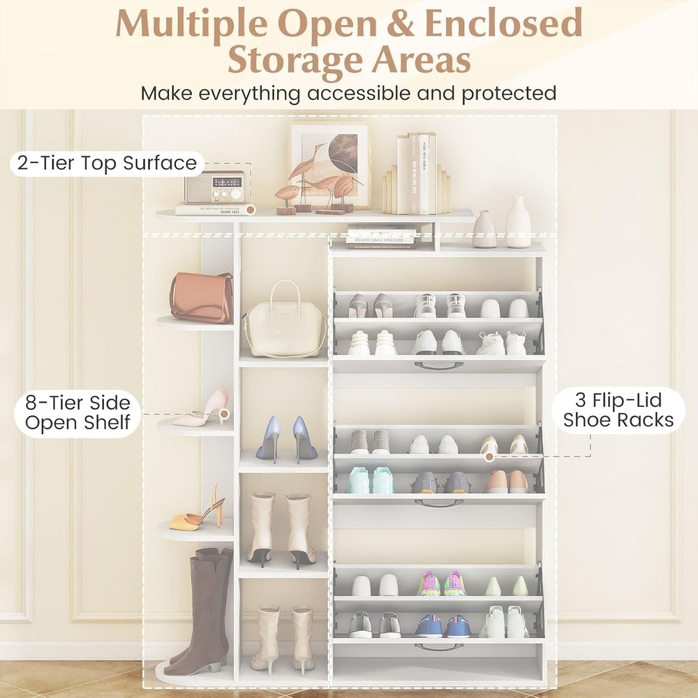 GOFLAME Shoe Storage Cabinet with 3 Flip Drawers, Modern Shoe Rack Organizer ...