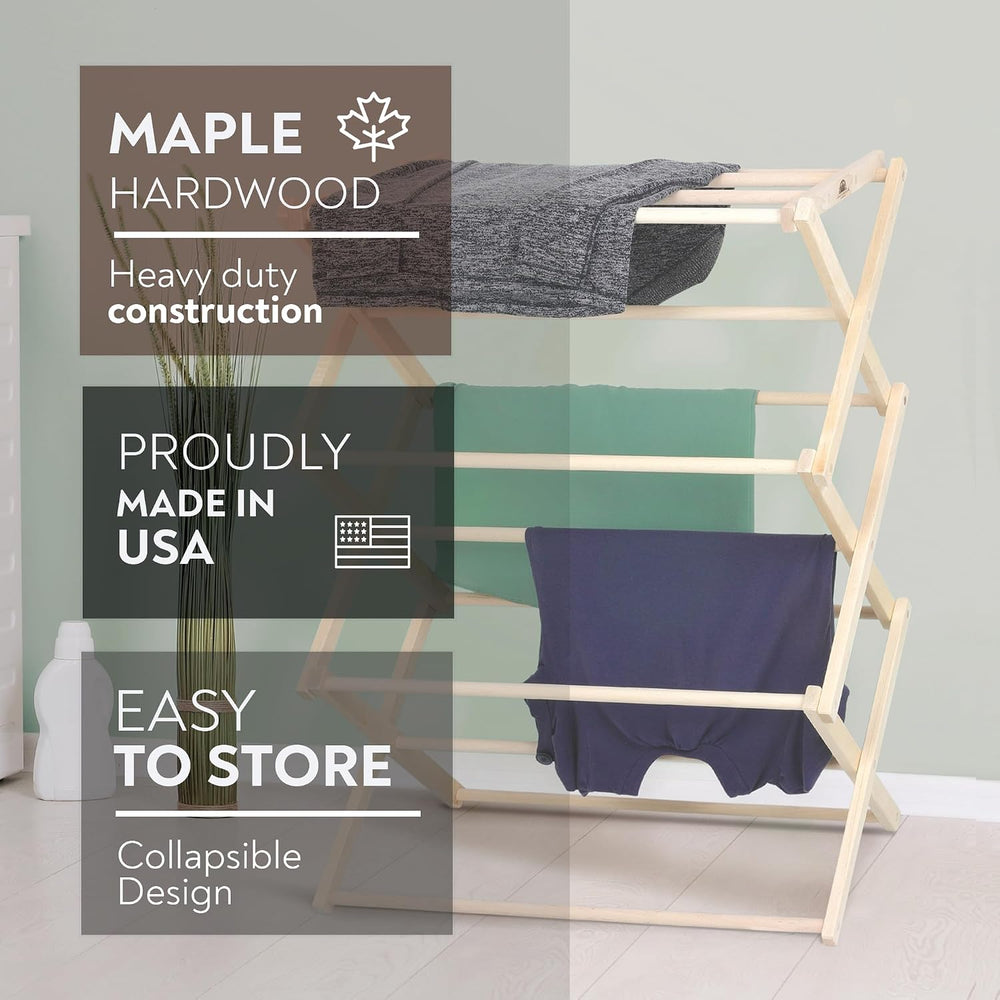 Premium American Maple Clothes Drying Rack - Handcrafted in Pennsylvania - So...