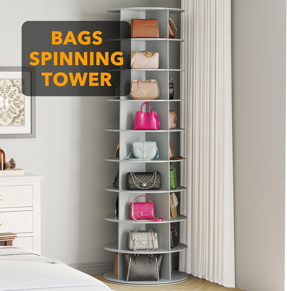SpaceAid 9 Tier Rotating Shoe Rack Tower, Spinning Shoe Display Lazy Susan, R...