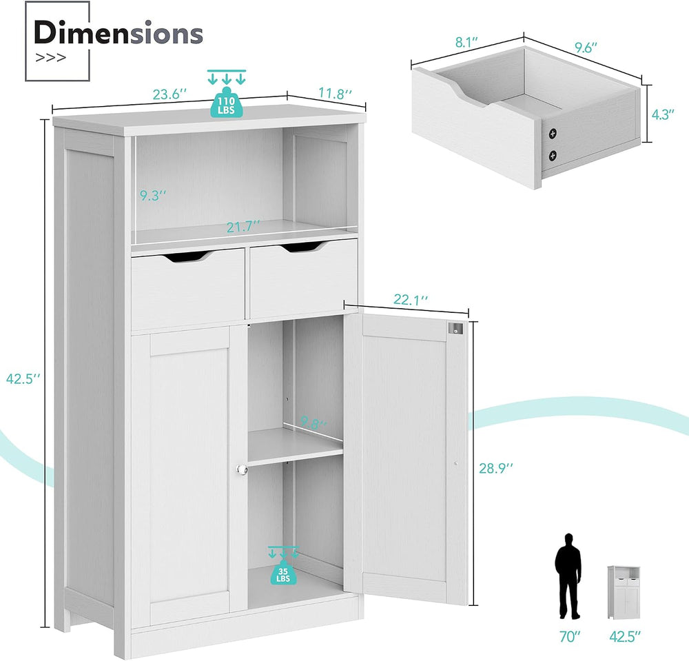 Vongrasig Bathroom Storage Cabinet, 42.5" H Freestanding Floor Cabinet