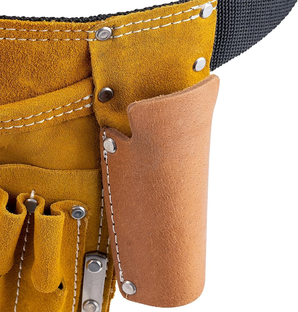 Bucket Boss 3 Tool Bag Suede Leather Tool Apron Tool Belt, with Sewn-On Belt ...