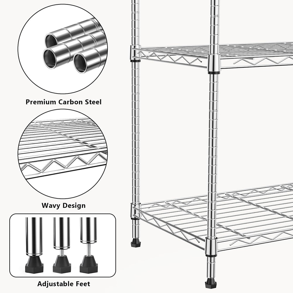 M MZG 1000 lbs 4Tier Shelf Metal Storage Shelves Wire Rack Closet Organizers ...