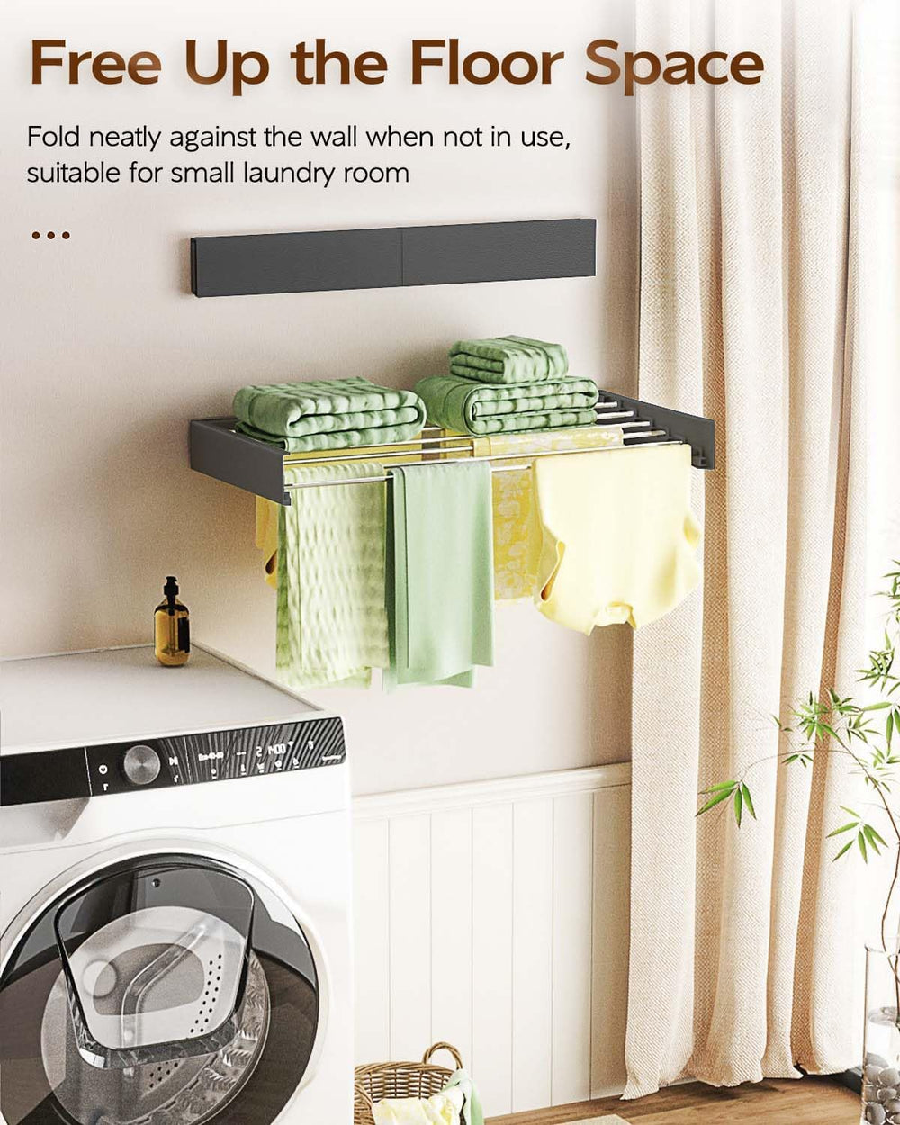 Vikaqi Wall Mounted Clothes Drying Rack 40", Foldable Wall Mount Laundry...