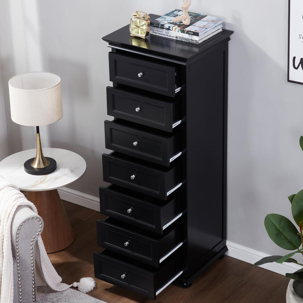 Tall Black Dresser for Bedroom with 7 Drawers, 52" Tall Skinny Dresser