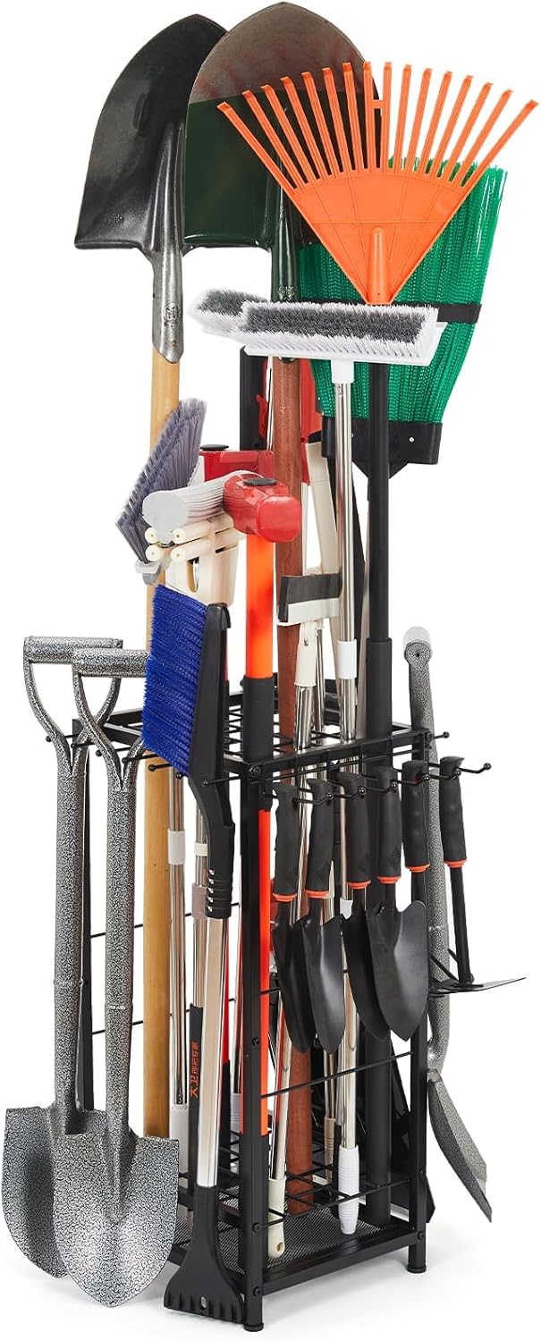 Garden Tool Organizer Holds 50 Long-Handled Tools/Rakes/Brooms/Shovles for Ga...