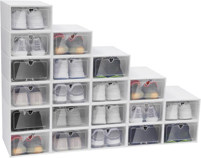 20 Pack Shoe Organizer for Entryway Closet, Clear Plastic