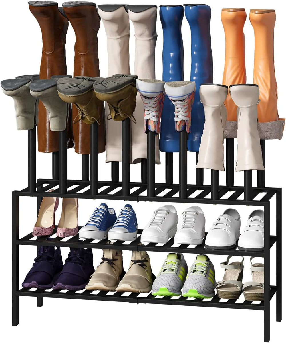 viewcare Black Boot Rack, Long Boot Rack Organizer Tall Boots with Shoe Rack ...