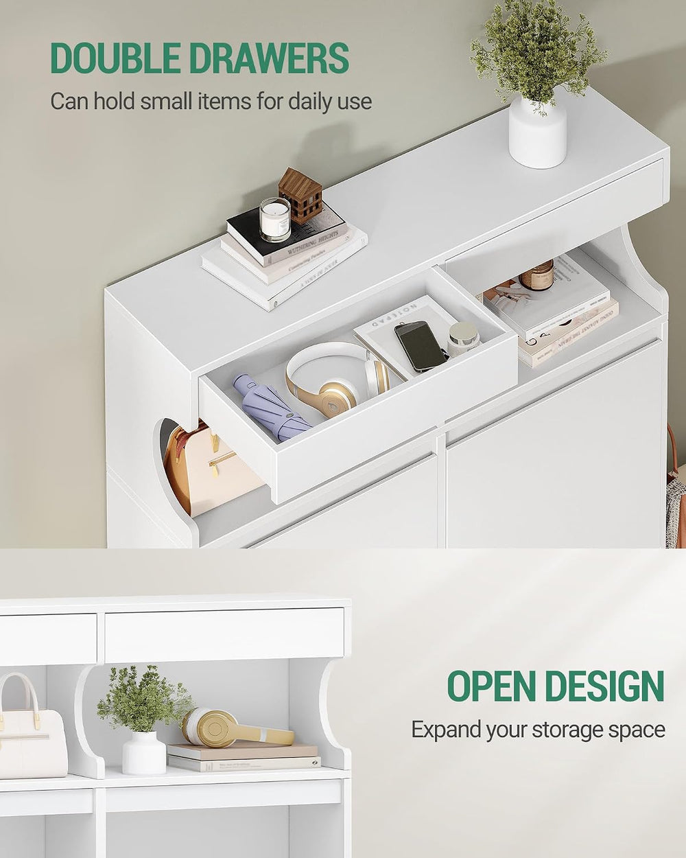 Hzuaneri Shoe Cabinet, Narrow Hidden Shoe Storage Cabinet for Entryway