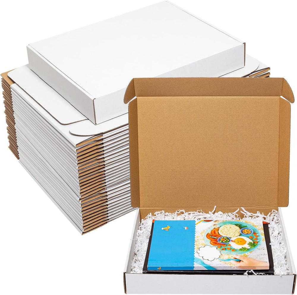 Wowxyz White Shipping Boxes 13x10x2" 30 Pack Corrugated Cardboard Mailer