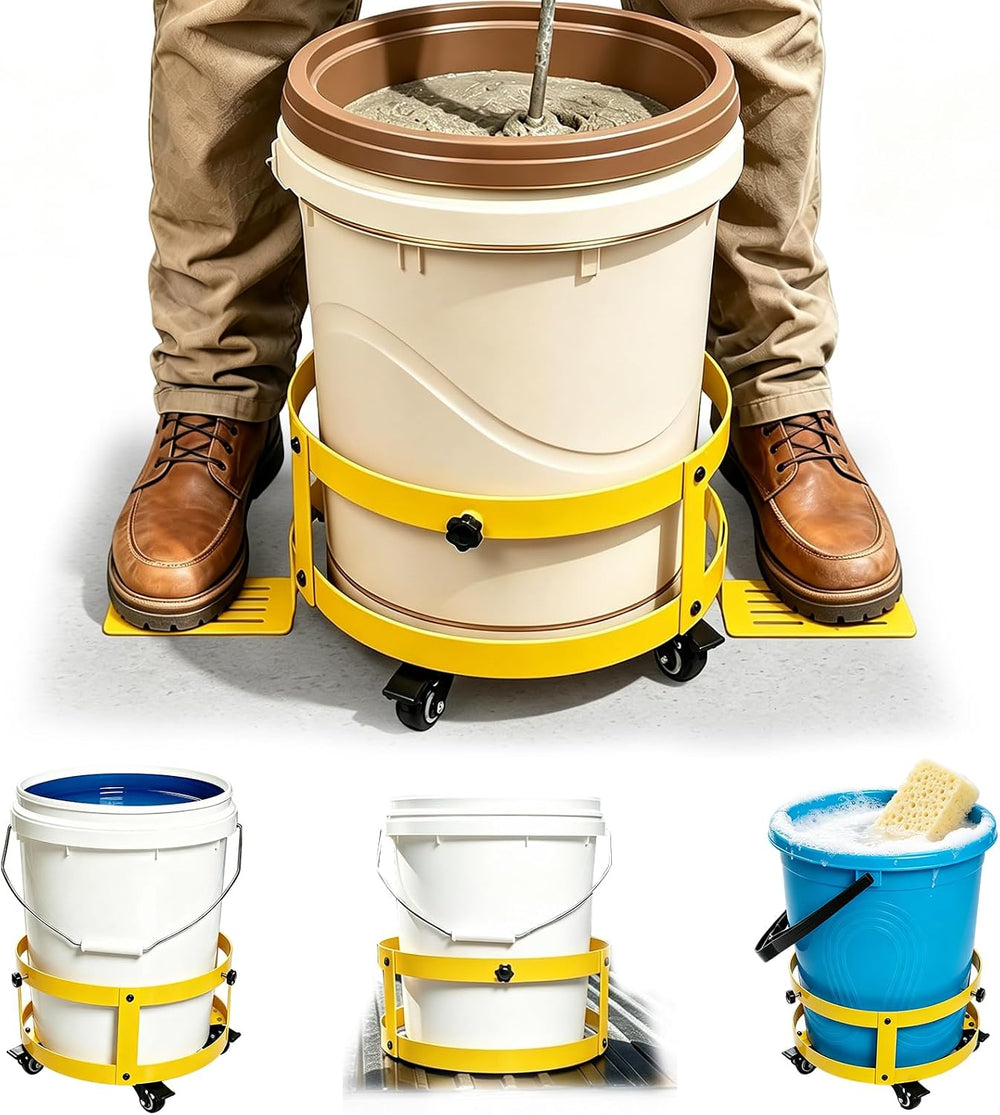 5 Gallon Bucket Dolly Bucket Holder with Foot Pedal Lock,360°Swivel Casters