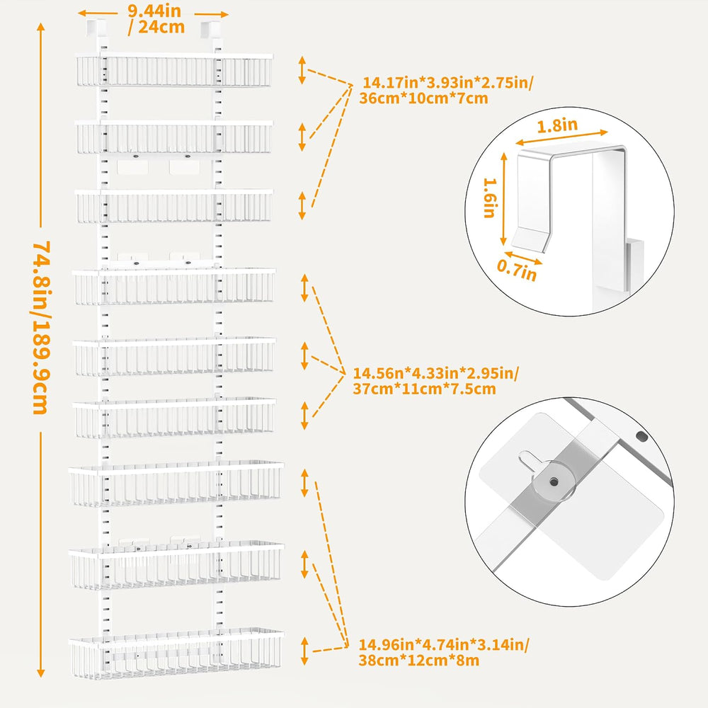 Moforoco 9-Tier White Over The Door Pantry Organizer, Pantry Organization and...