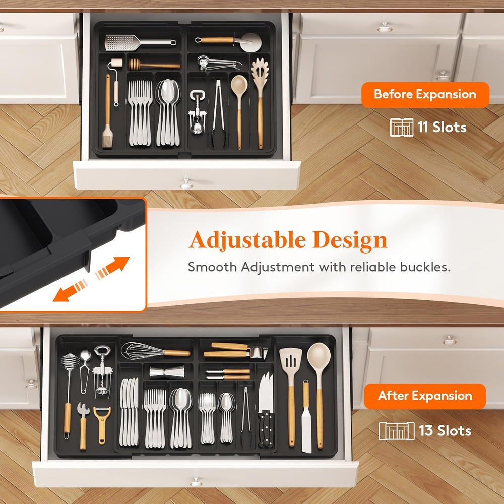 Lifewit Silverware Drawer Organizer, Expandable Plastic Utensil Tray