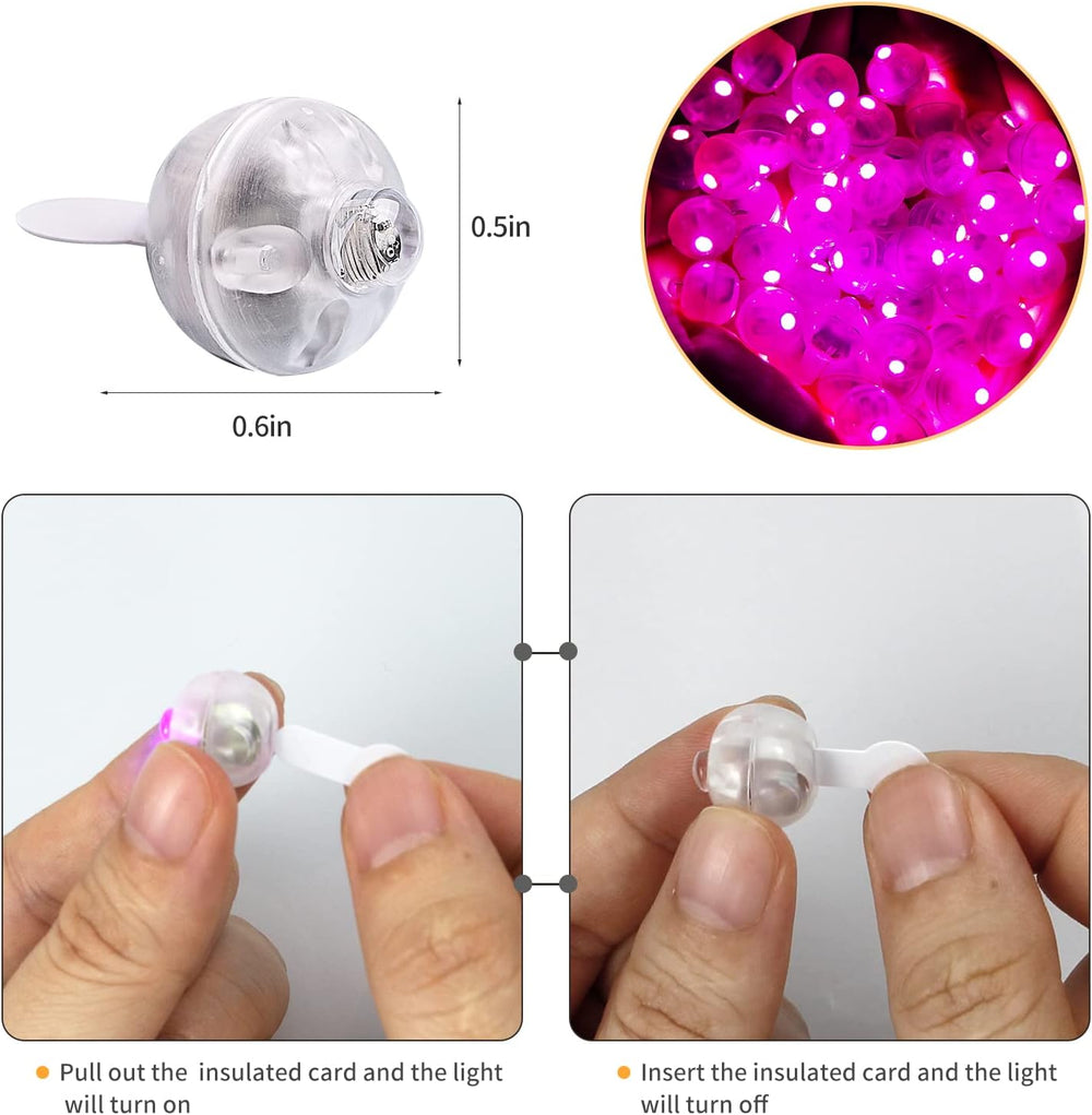 200pcs Pink LED Balloon Light, Mini Tiny Light Round Led Ball Lamp for Paper ...