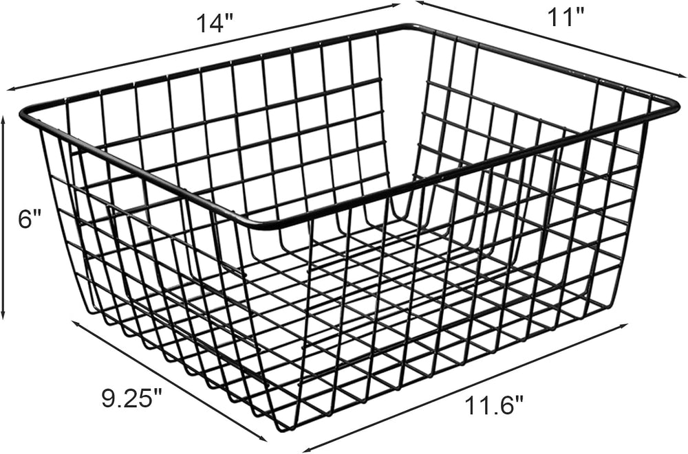 Brightalk 14" Upright Freezer Storage Baskets, Black Wire Storage Bins L...